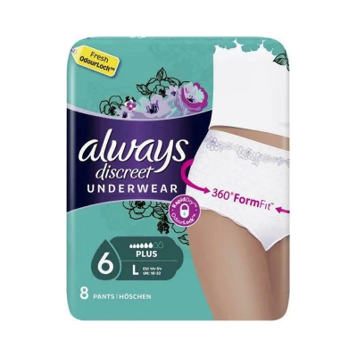 Always Discreet Plus Large Εσώρουχα Ακράτειας 8τμχ Υγεία & Ομορφιά